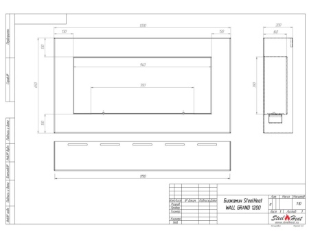 Биокамин SteelHeat WALL GRAND 1200 черный по цене 43 890 руб.